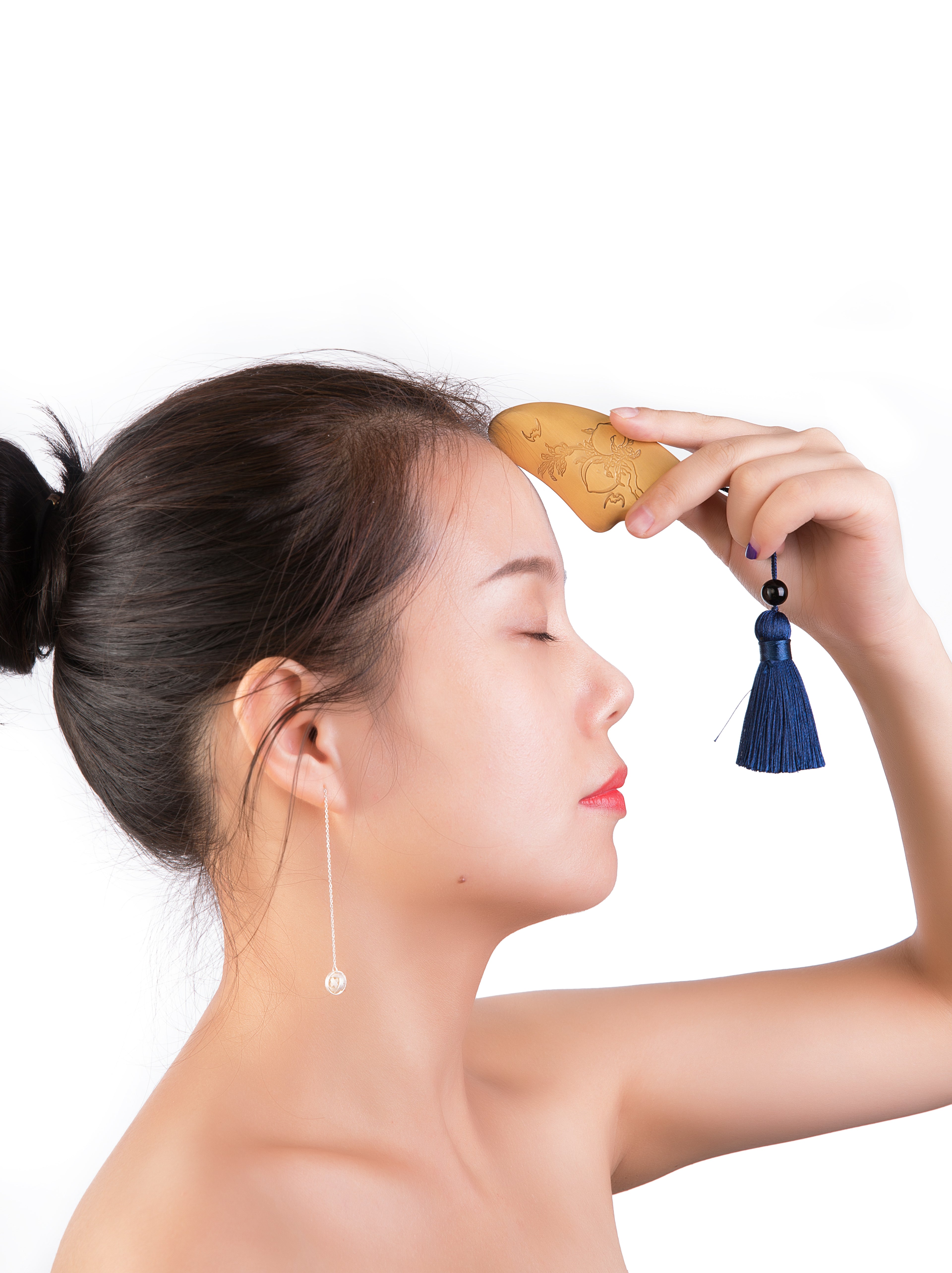 Copper Gua Sha Board — Blooming Fortune Engraved TCM Scraping Tool