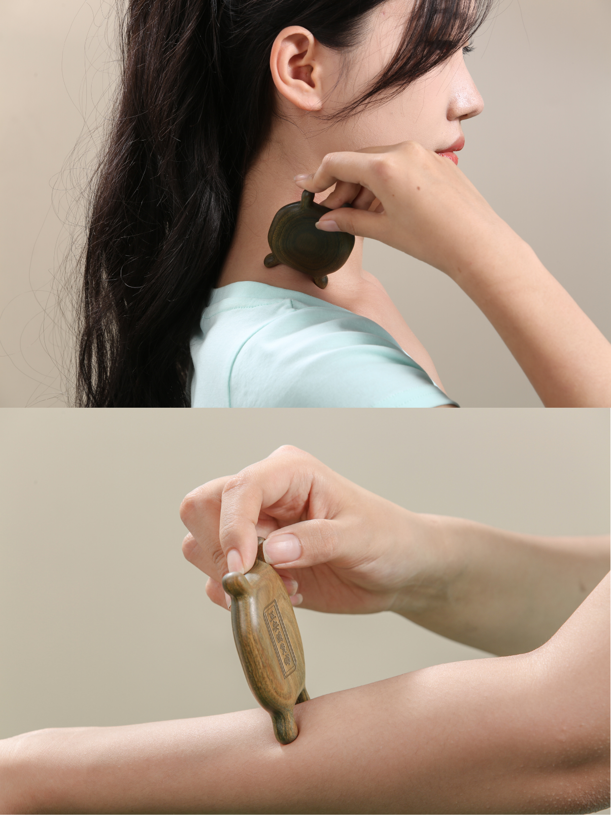 Green Sandalwood Massage Tool — Turtle-Shaped Verawood Face & Body Massager