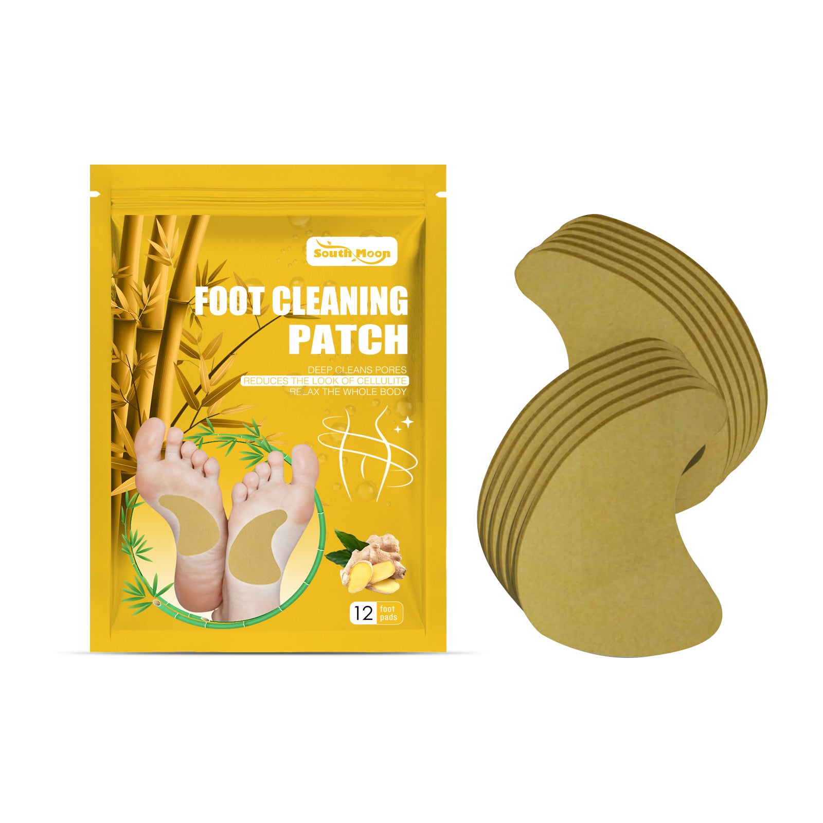 South Moon 12 Pcs Ginger Bamboo Cleansing Foot Patches
