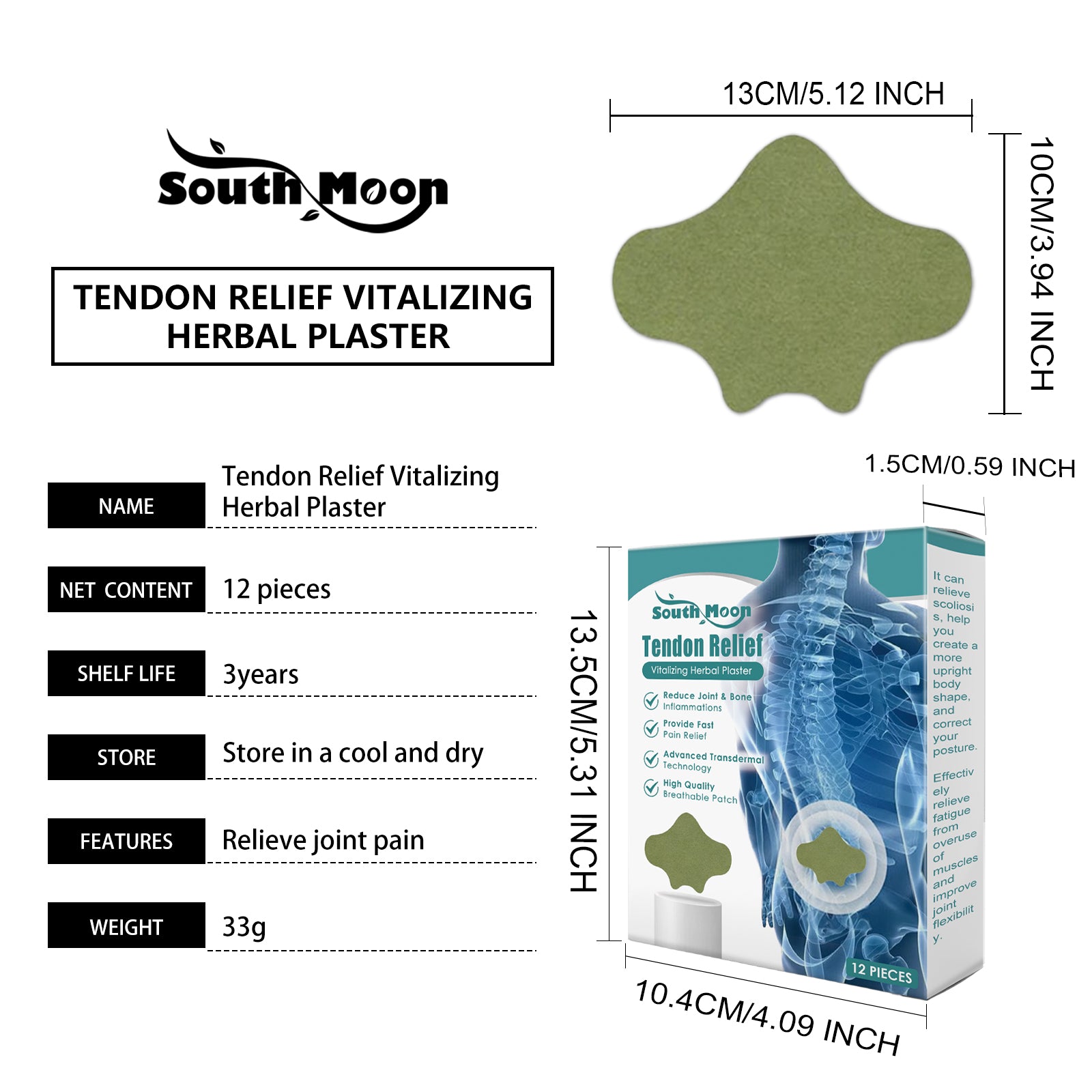 South Moon Lymphatic Drainage Magnetic Herbal Body Patch (30 Pcs)