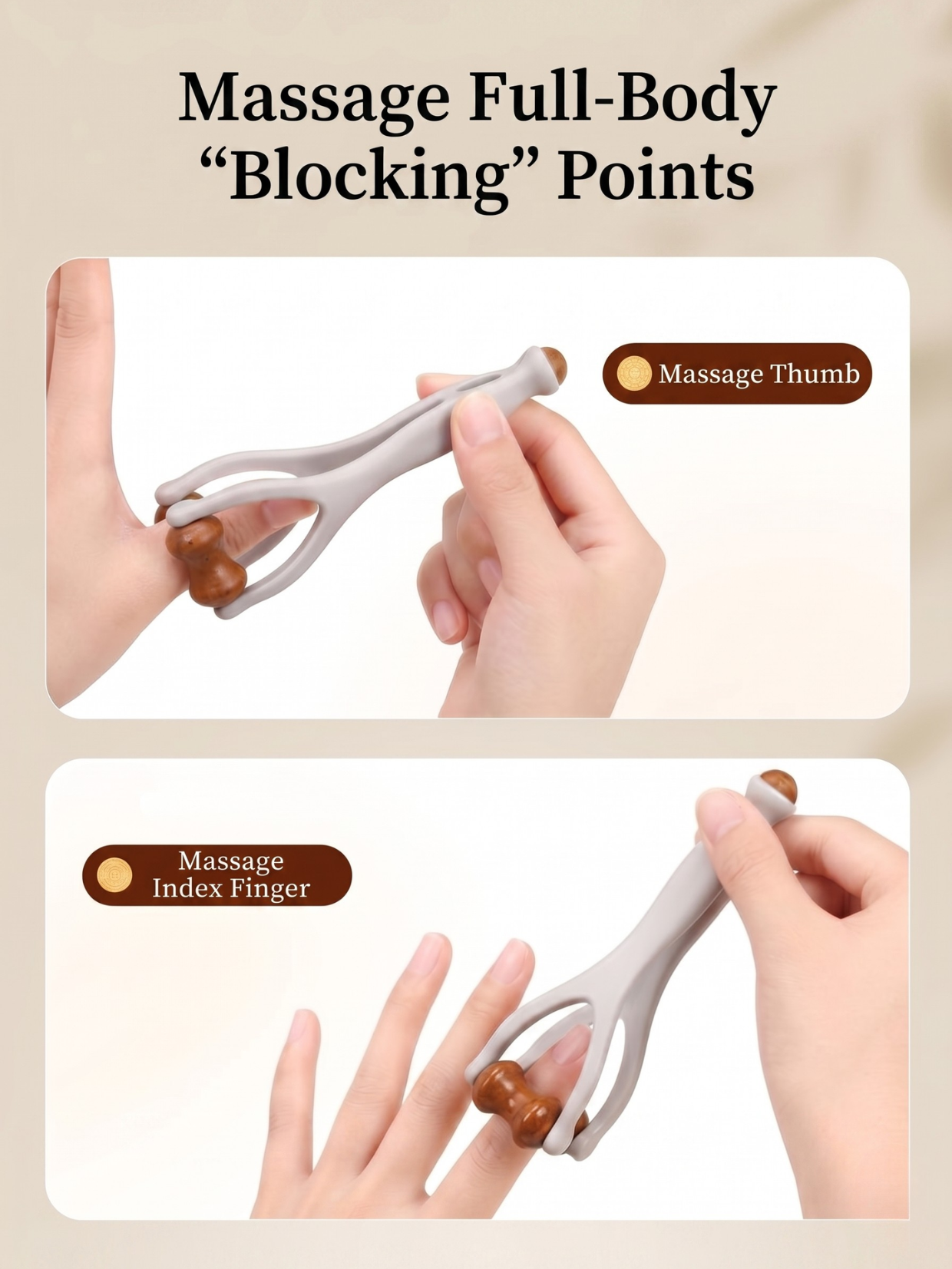 Sibin Bian Stone Finger Massager — Y-Shaped Dual Acupressure Tool for Hands