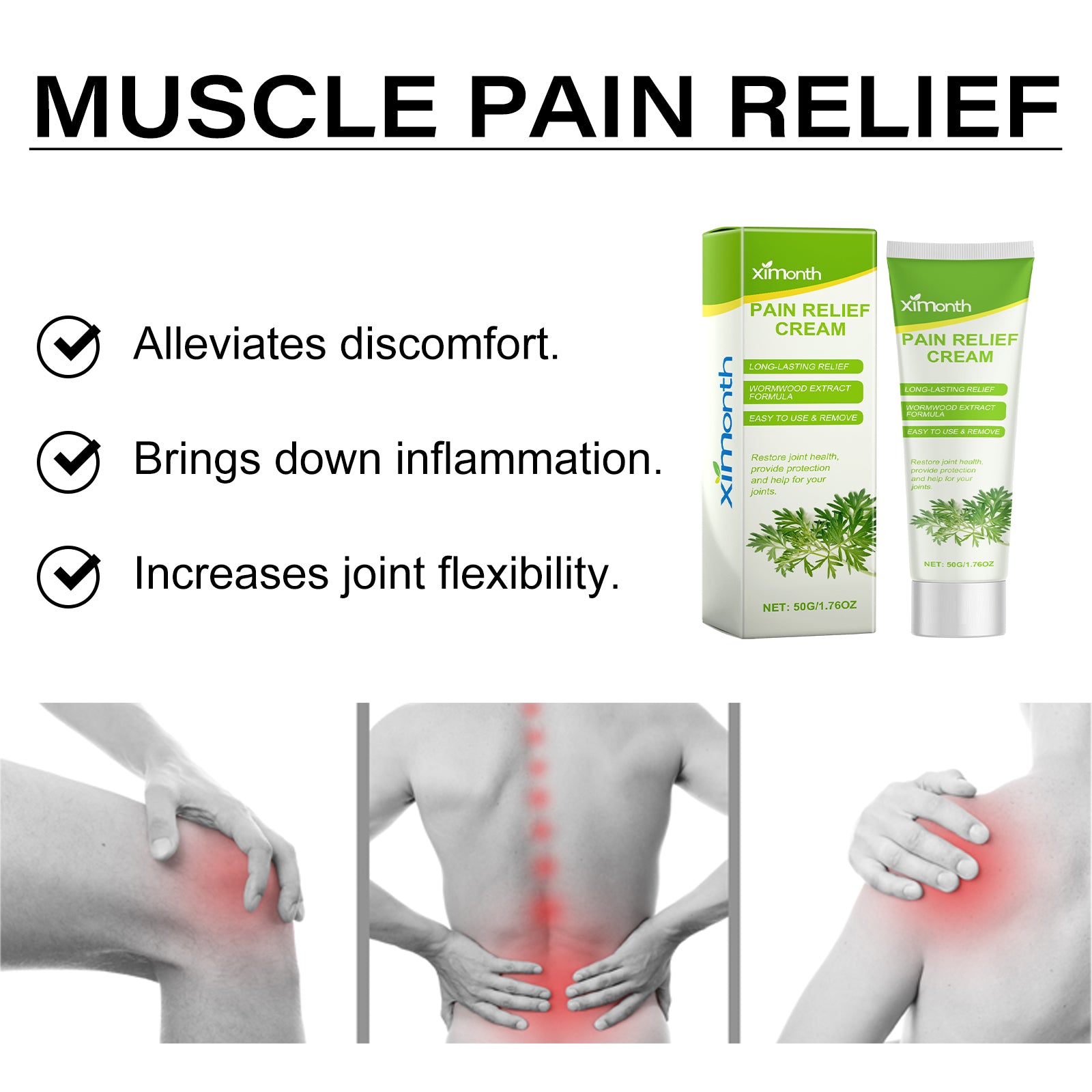 Ximonth Wormwood Pain Relief Cream for Joint & Muscle Discomfort (50g)