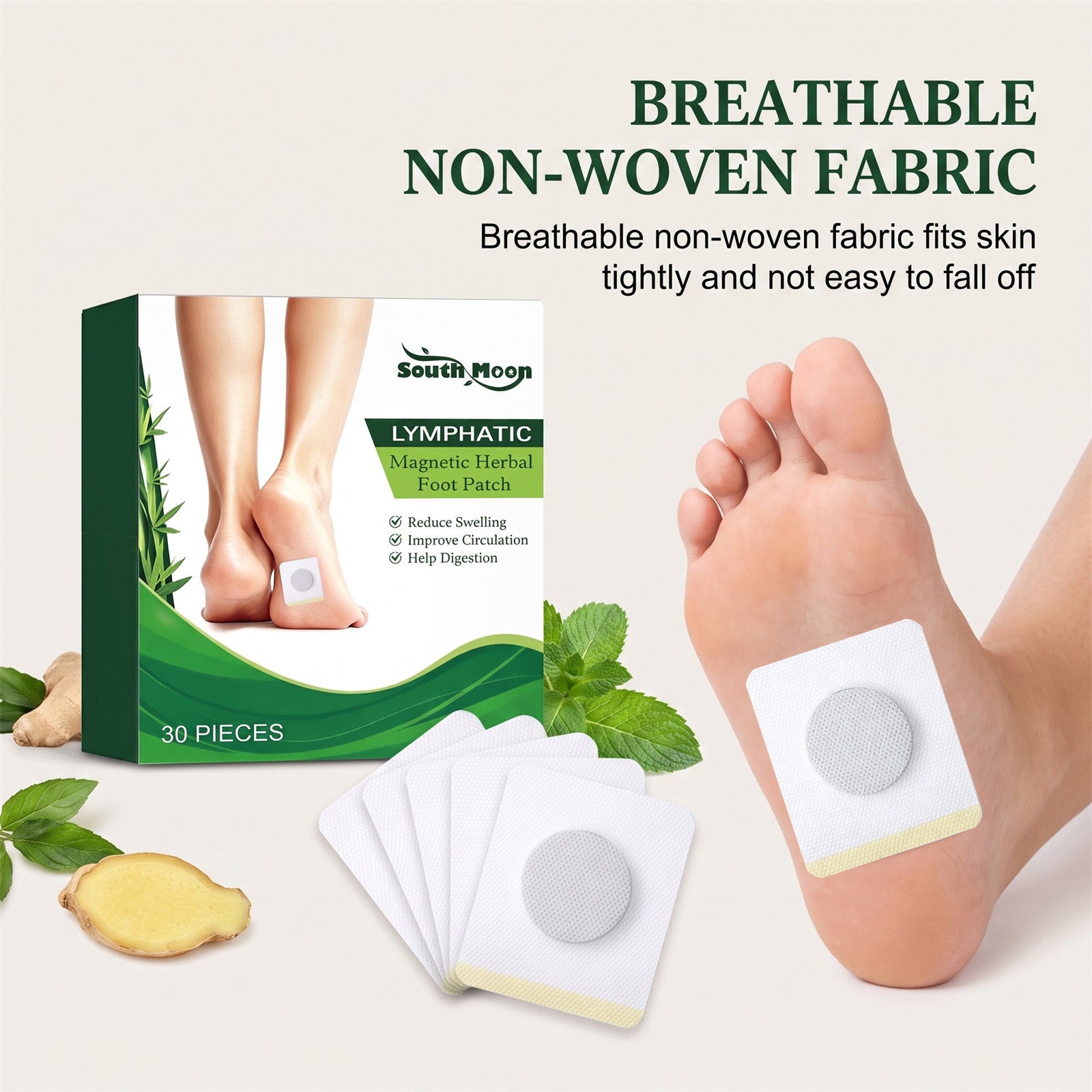 South Moon Lymphatic Drainage Magnetic Herbal Body Patch - 30 Pieces