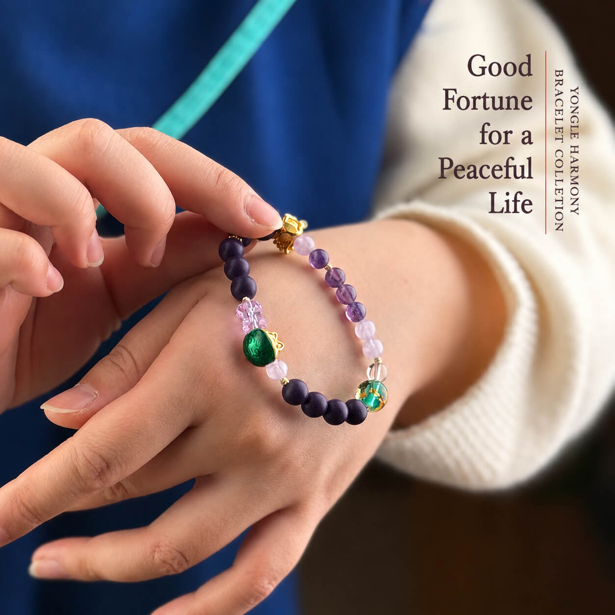 Yongle scented bead bracelets with natural gemstones, amber, sandalwood, and traditional Chinese-inspired designs