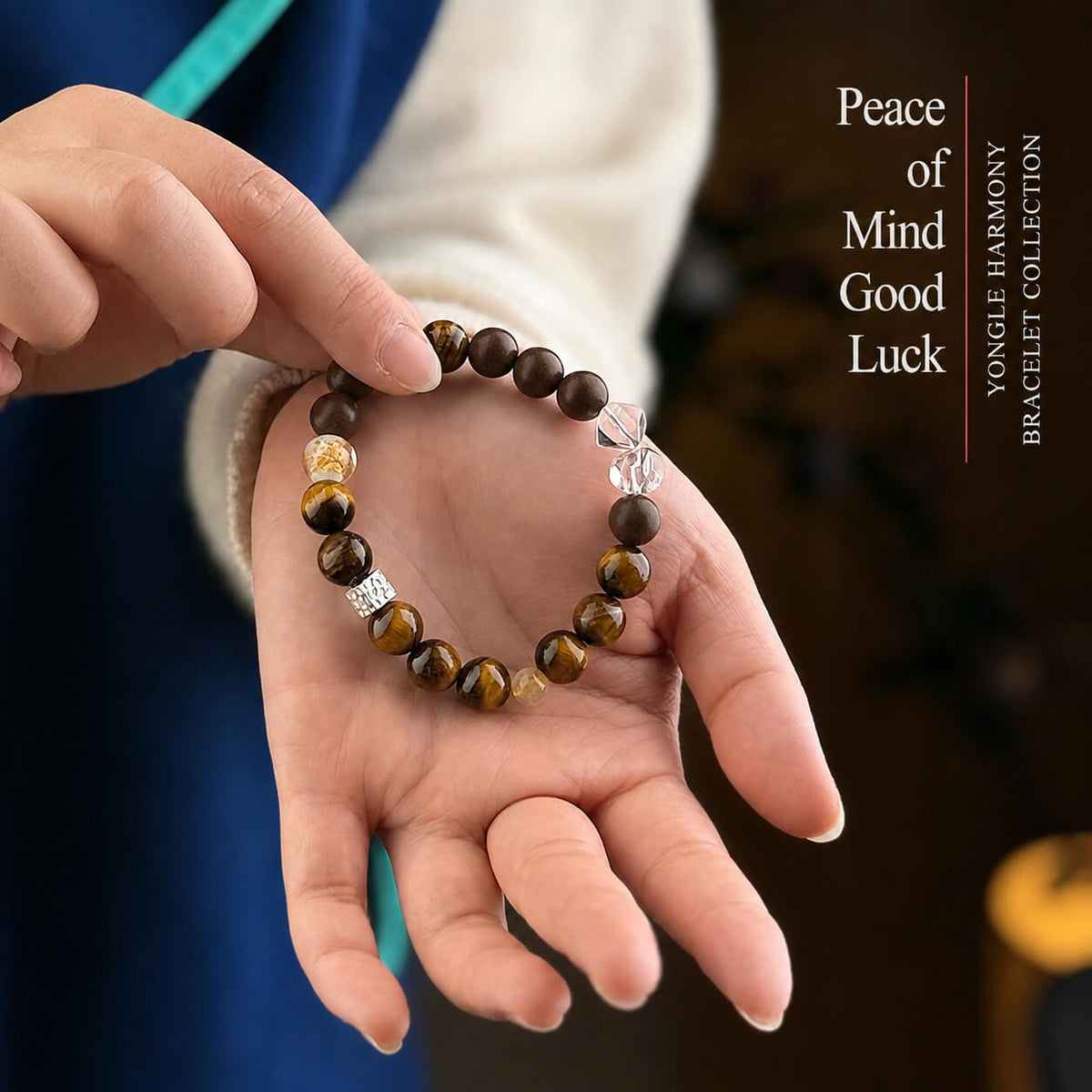 Yongle scented bead bracelets with natural gemstones, amber, sandalwood, and traditional Chinese-inspired designs
